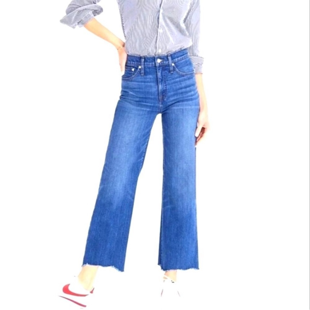 J Crew Point Sur Crop High waist Wide Leg Raw Hem Jean size 31 - Picture 4 of 4